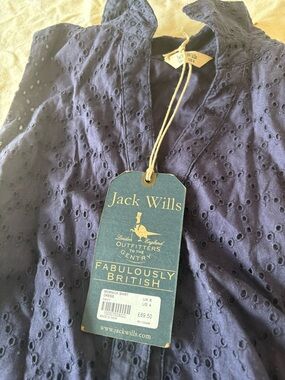 Jack Wills Navy Eyelet Button-Front Top